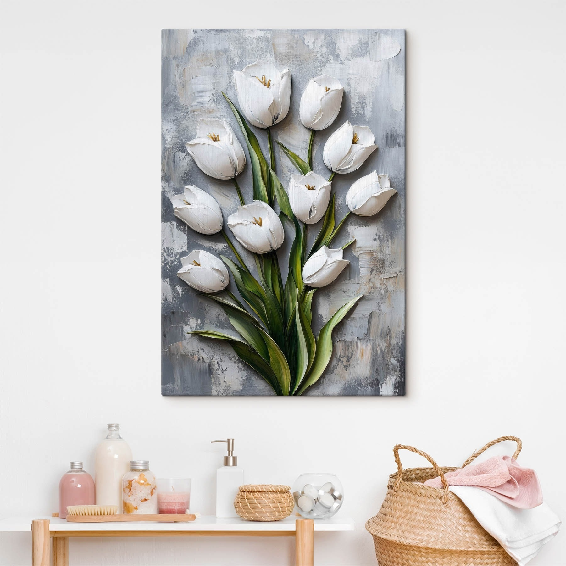 Painting of white tulips Painting of white tulips
