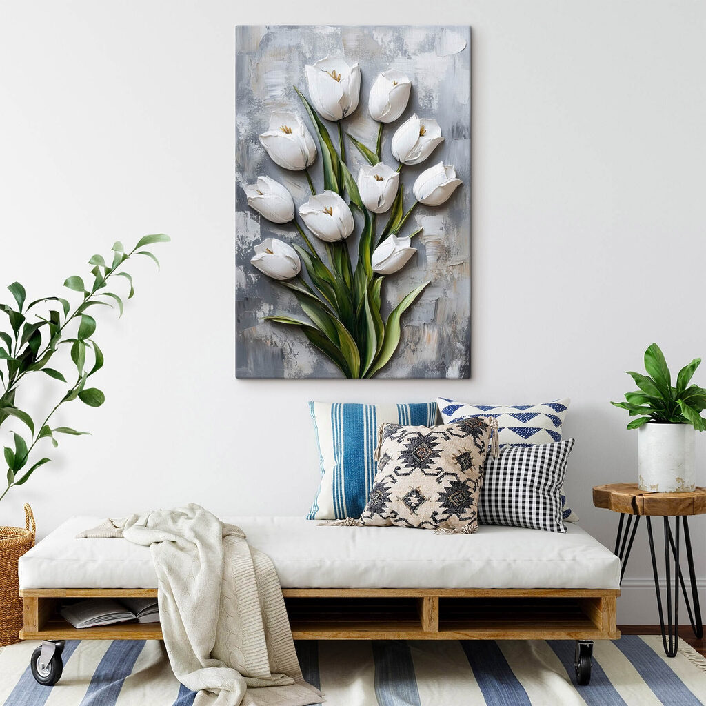 Painting of white tulips Painting of white tulips