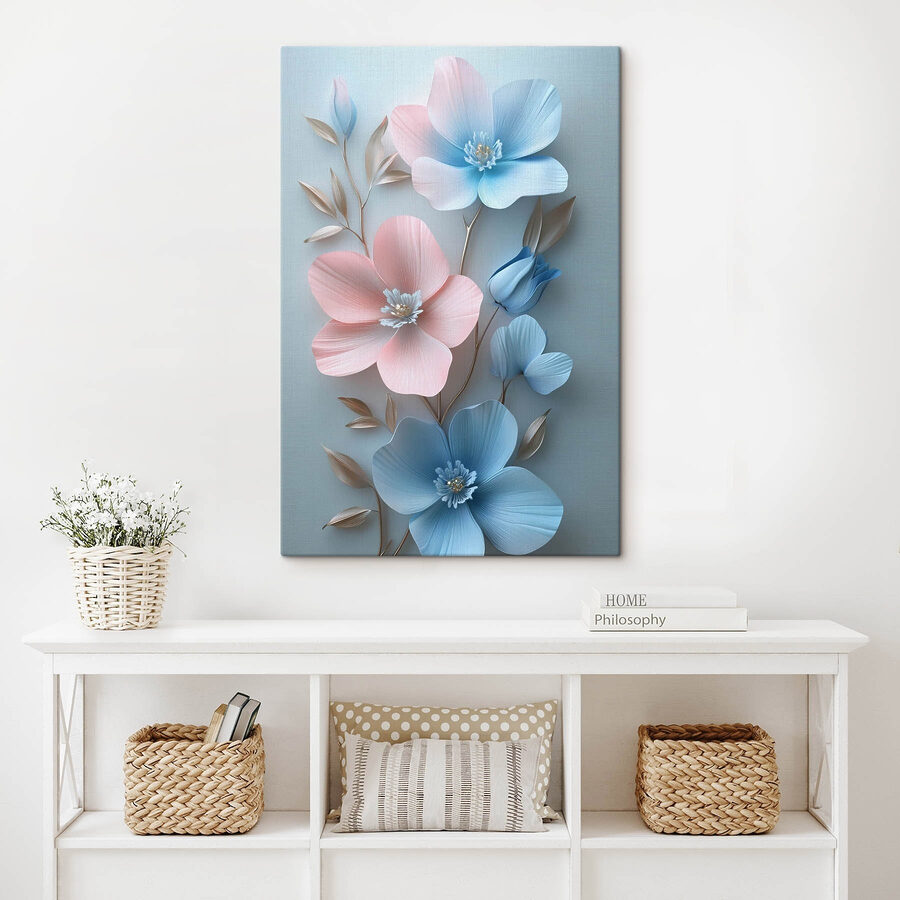 Groupe de fleurs sur une surface blanche