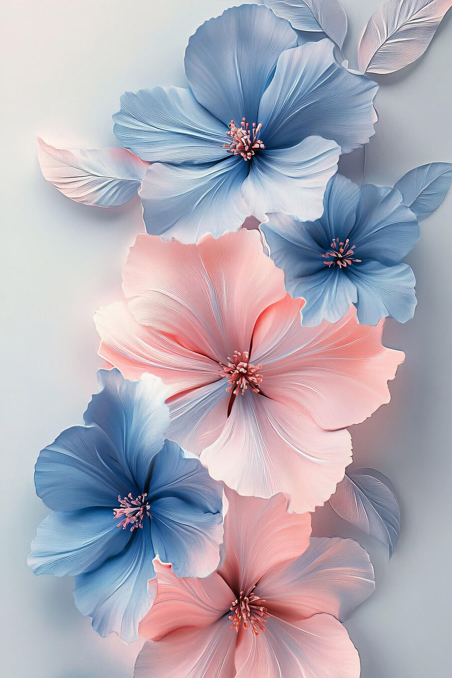 Groupe de fleurs bleues et roses