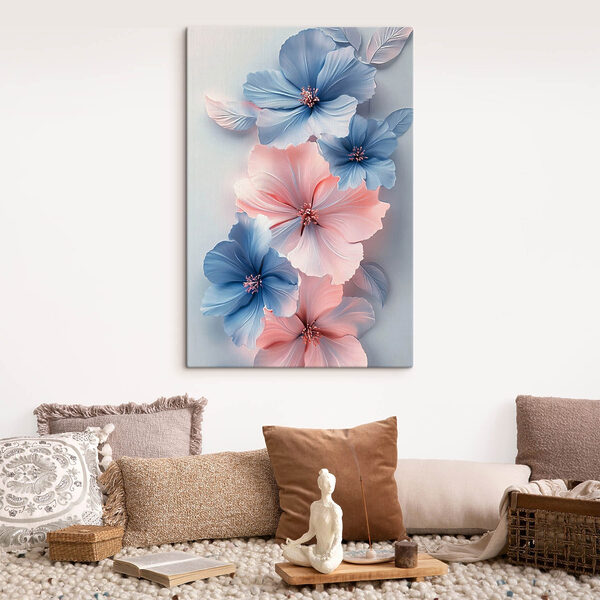 Groupe de fleurs bleues et roses Groupe de fleurs bleues et roses