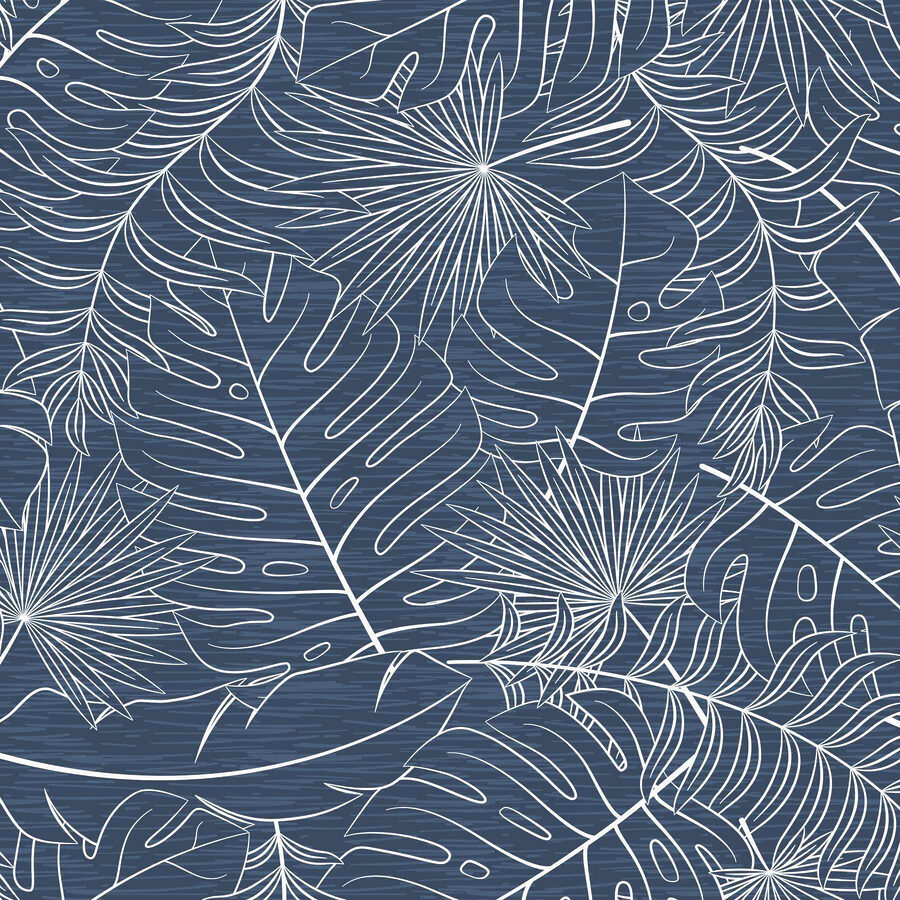 Motif de feuilles sur fond bleu