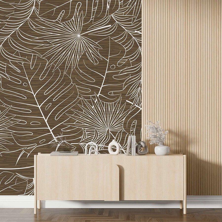 Motif floral marron et blanc