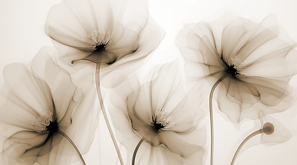 Delicate blooms softly intertwine elegantly