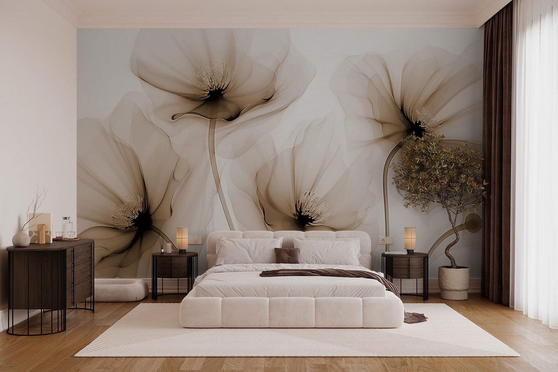 Delicate blooms softly intertwine elegantly