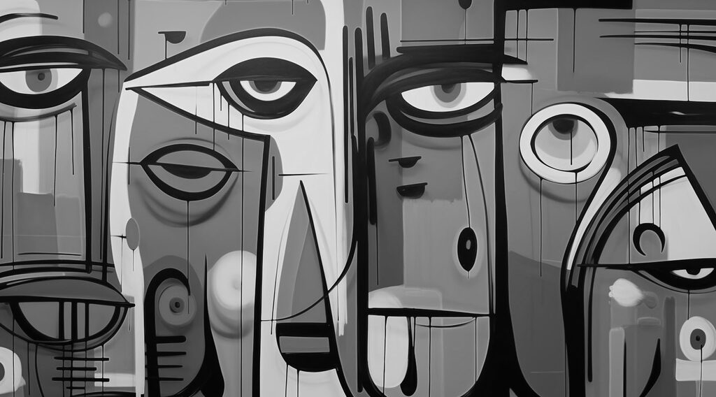 Image d'un visage en noir et blanc Image d'un visage en noir et blanc