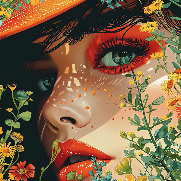 Femme avec un chapeau et des fleurs Femme avec un chapeau et des fleurs