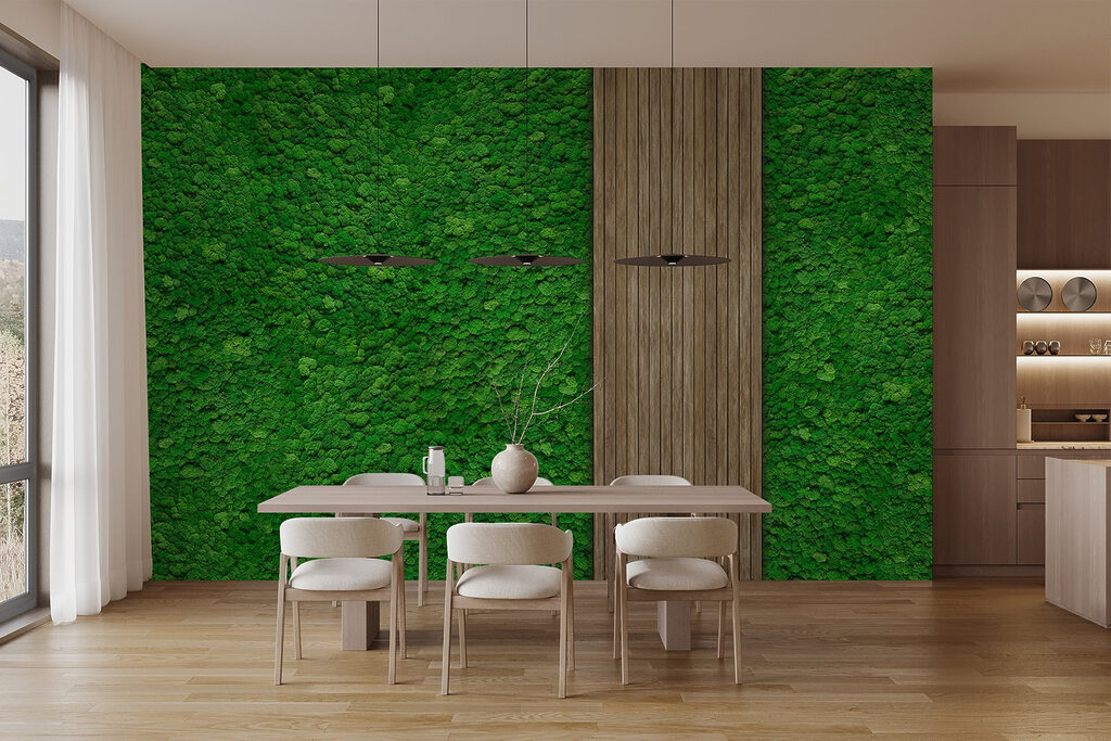 Wood plank on a green wall Wood plank on a green wall