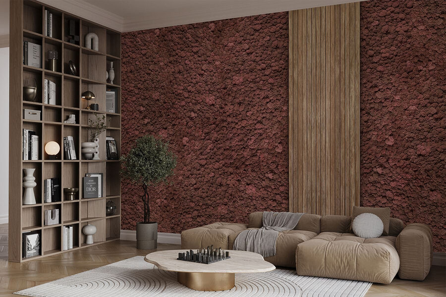 Moquette brune avec une planche de bois