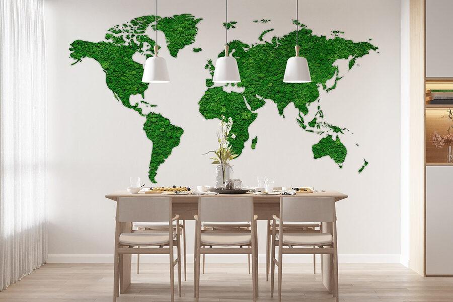 Carte du monde en plantes vertes