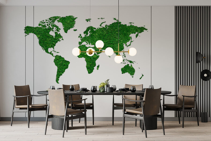 Carte du monde en plantes vertes