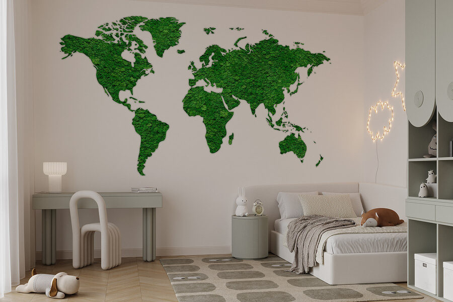 Carte du monde en plantes vertes