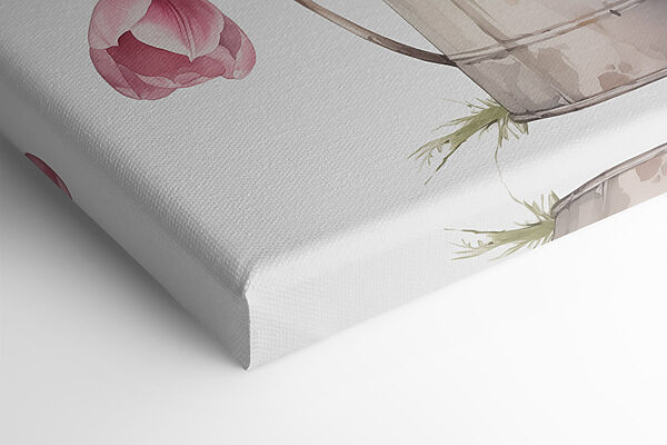 Peinture de tulipes roses dans un seau en métal Peinture de tulipes roses dans un seau en métal
