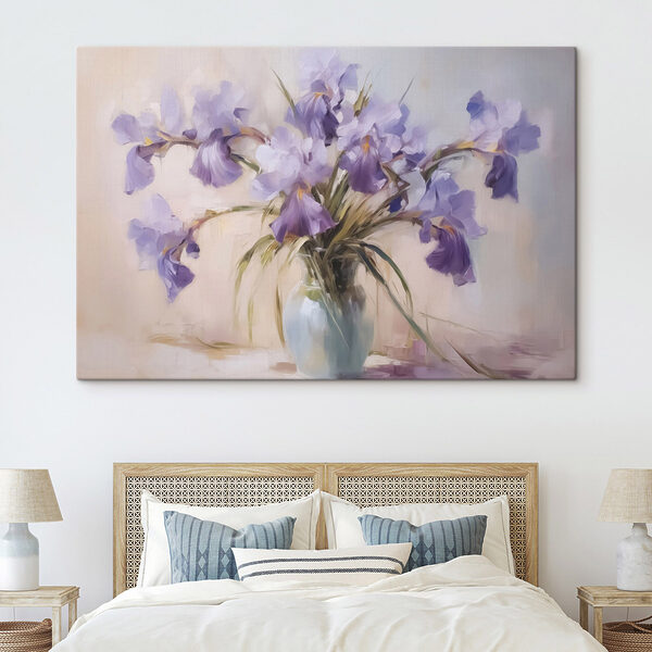 Peinture de fleurs violettes dans un vase Peinture de fleurs violettes dans un vase