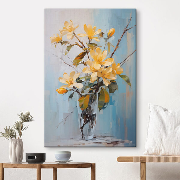 Fleurs jaunes dans un vase en verre Fleurs jaunes dans un vase en verre