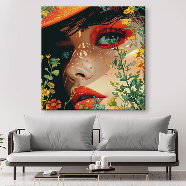 Femme avec un chapeau et des fleurs Femme avec un chapeau et des fleurs
