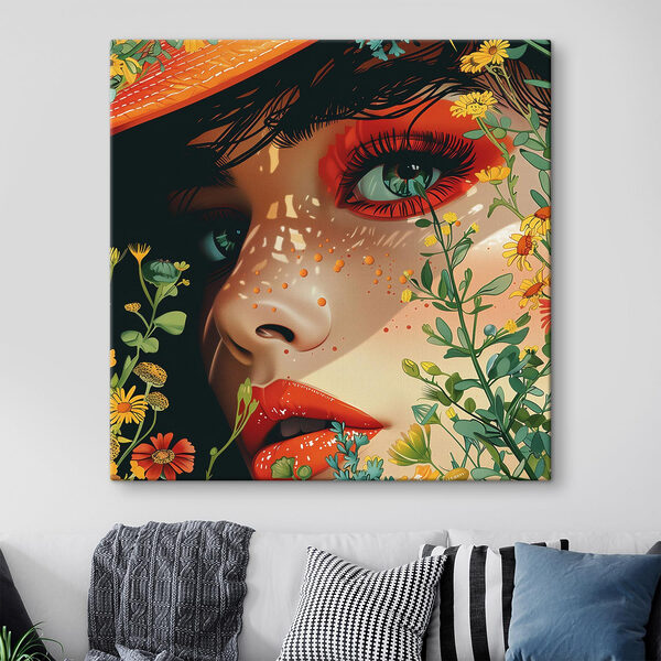 Femme avec un chapeau et des fleurs Femme avec un chapeau et des fleurs
