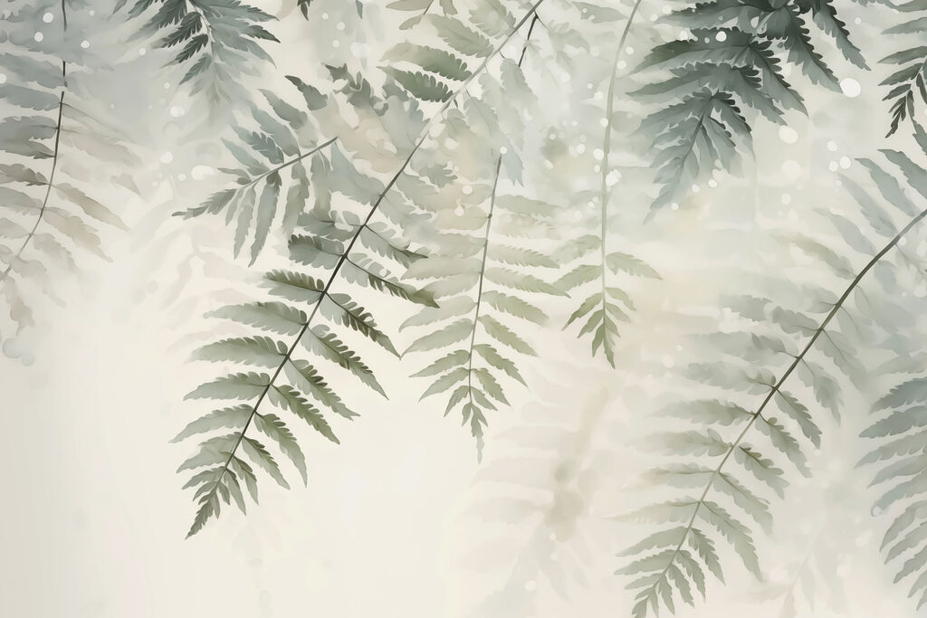 Delicate ferns against soft background