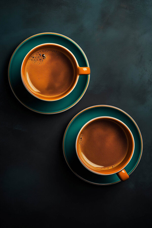 Deux tasses de café sur des soucoupes Deux tasses de café sur des soucoupes