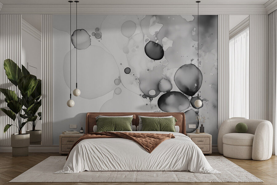 Art abstrait fluide en noir et blanc