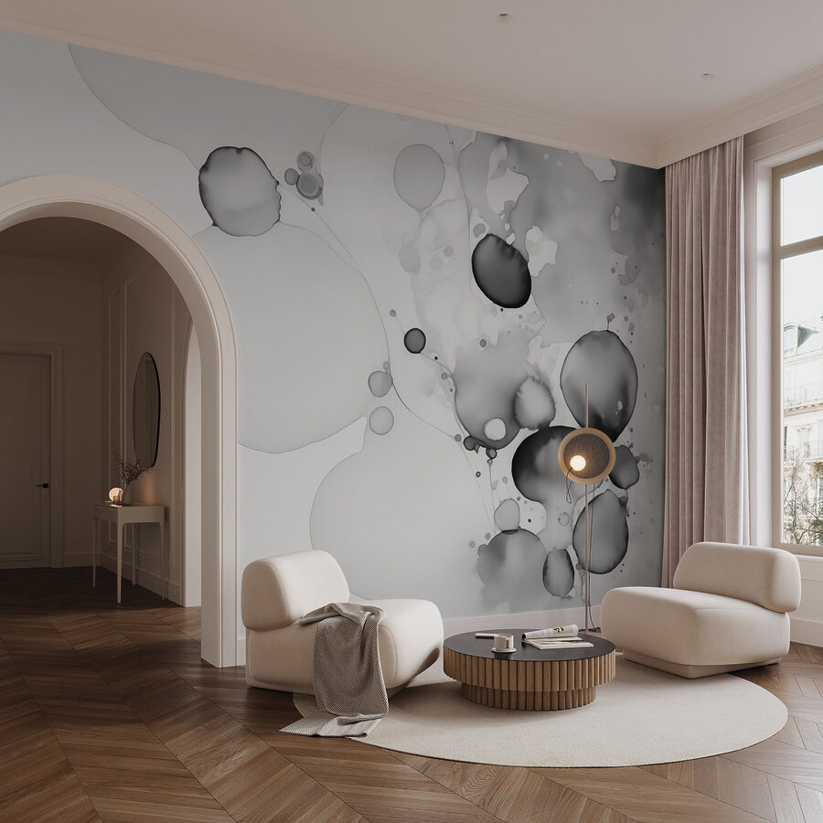 Art abstrait fluide en noir et blanc