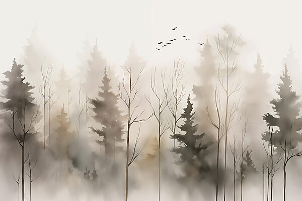 Groupe d'arbres dans le brouillard Groupe d'arbres dans le brouillard