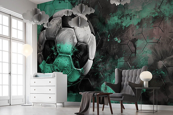 Ballon de football sur fond vert et noir w08618pir20r 600x400 - Ballon de football sur fond vert et noir