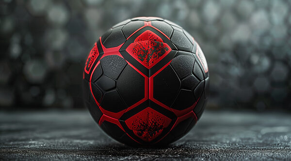 Ballon de football dynamique noir et rouge Ballon de football dynamique noir et rouge