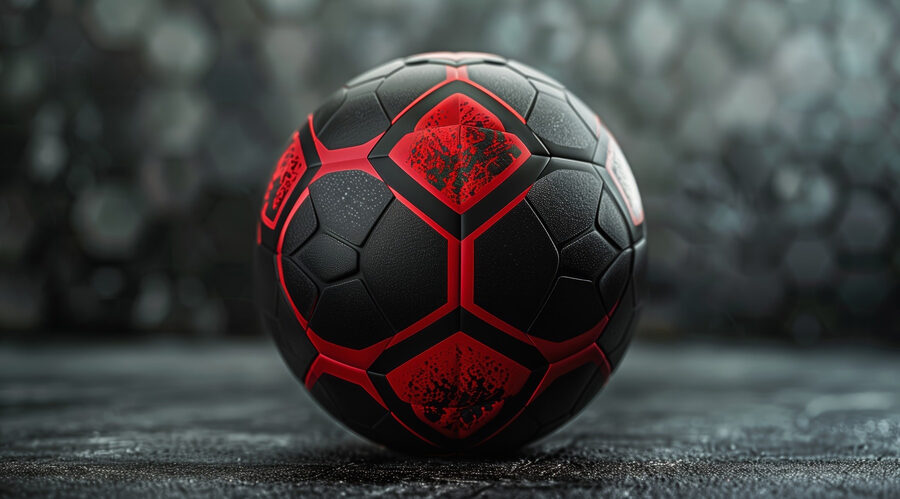 Ballon de football dynamique noir et rouge