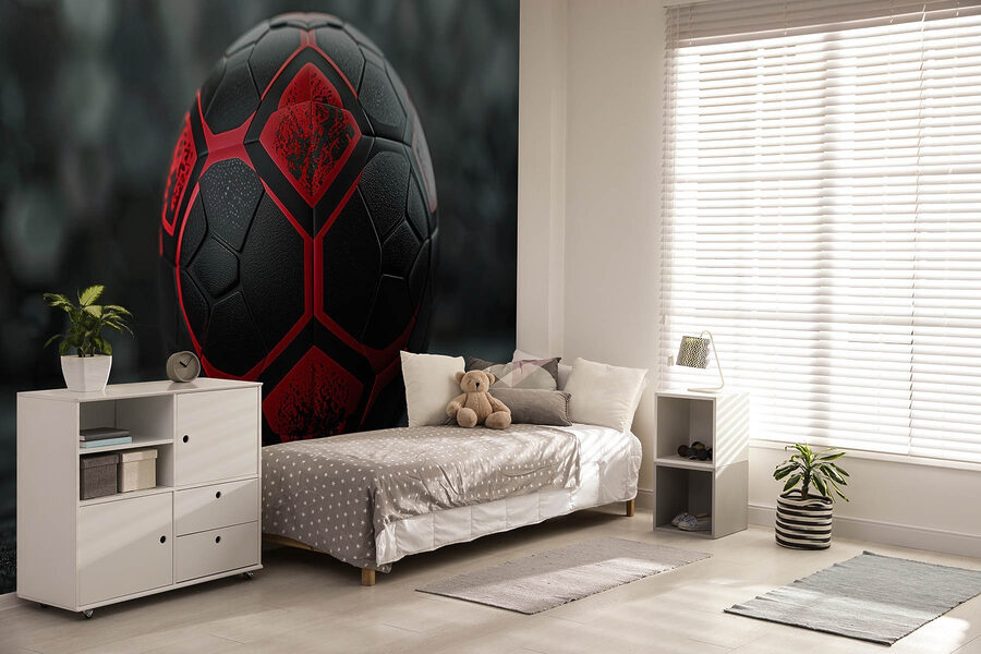 Ballon de football dynamique noir et rouge