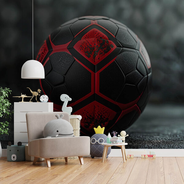 Ballon de football dynamique noir et rouge Ballon de football dynamique noir et rouge