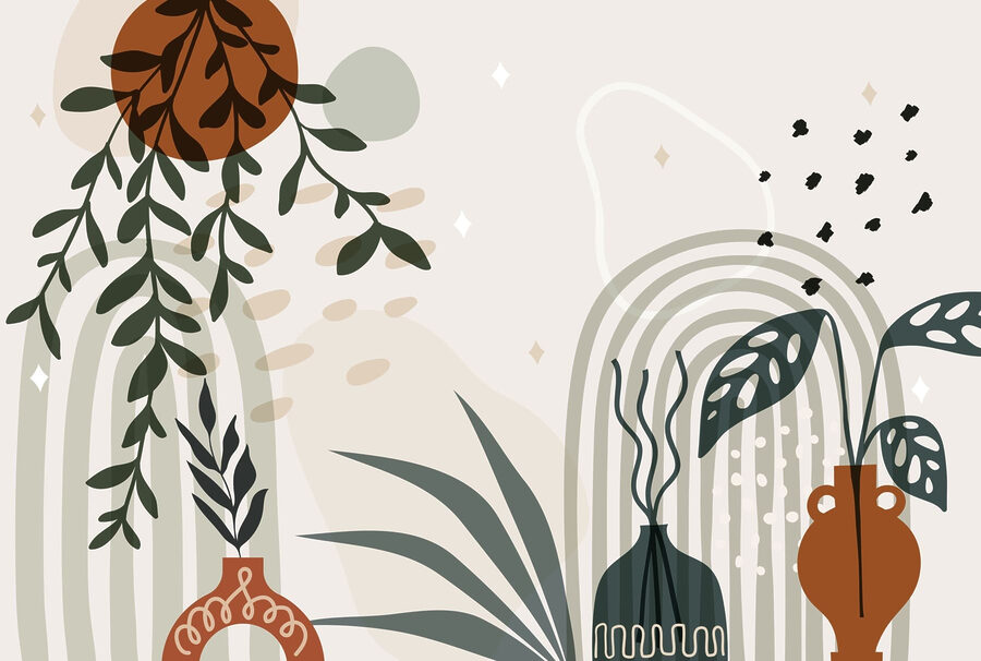 Graphique d'une plante et de plantes en pot Graphique d'une plante et de plantes en pot