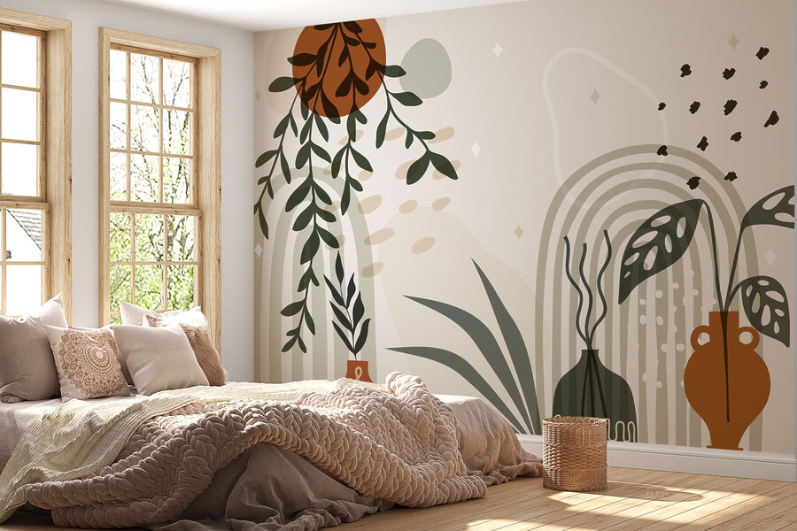 Graphique d'une plante et de plantes en pot Graphique d'une plante et de plantes en pot