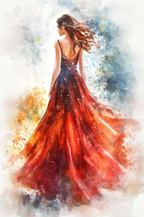 Femme en robe rouge Femme en robe rouge