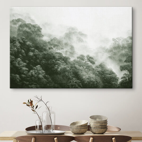 Forêt brumeuse avec des arbres Forêt brumeuse avec des arbres