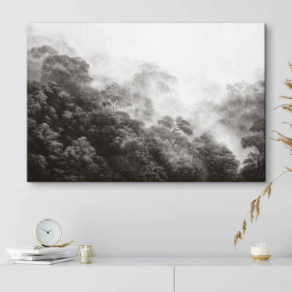 Forêt brumeuse avec des arbres Forêt brumeuse avec des arbres