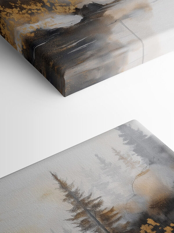 Aquarelle d'une rivière avec des arbres et du brouillard Aquarelle d'une rivière avec des arbres et du brouillard