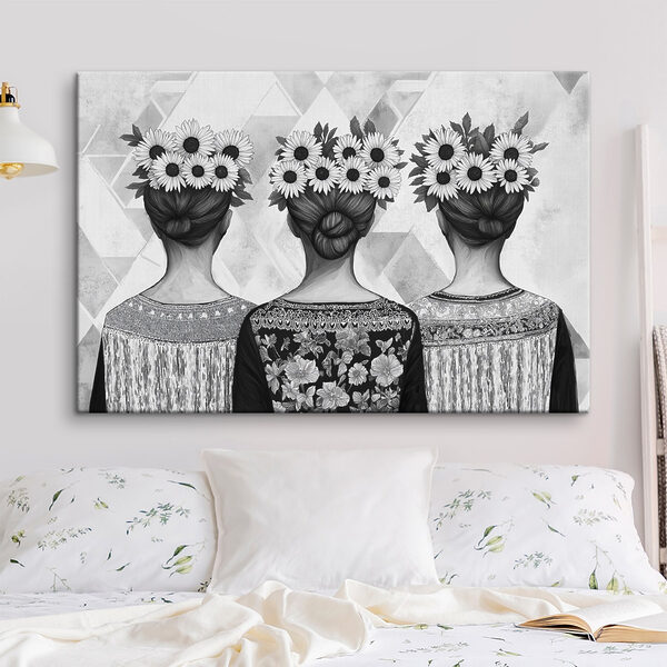 Groupe de femmes avec des fleurs dans les cheveux Groupe de femmes avec des fleurs dans les cheveux