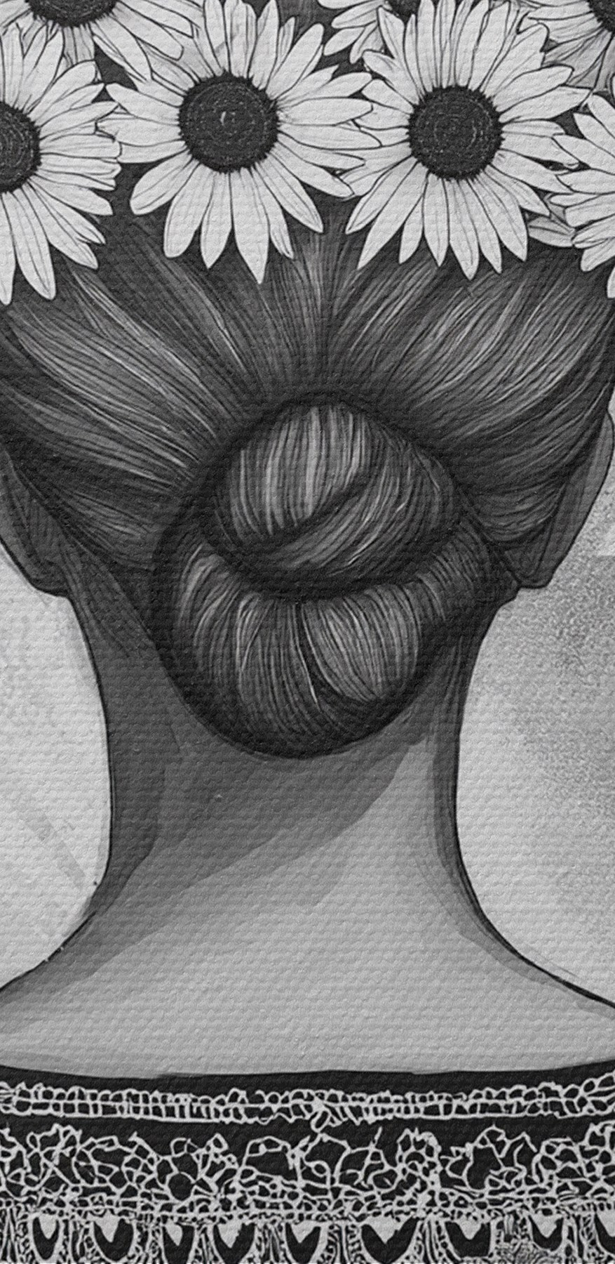 Groupe de femmes avec des fleurs dans les cheveux Groupe de femmes avec des fleurs dans les cheveux
