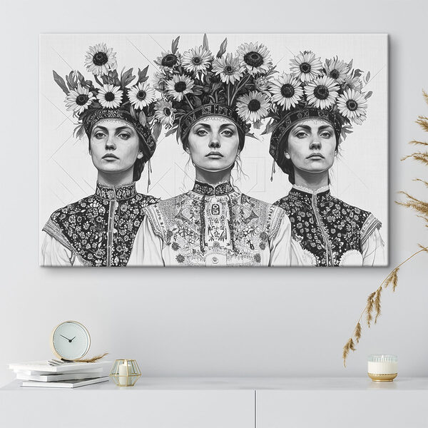Groupe de femmes avec des fleurs sur la tête Groupe de femmes avec des fleurs sur la tête
