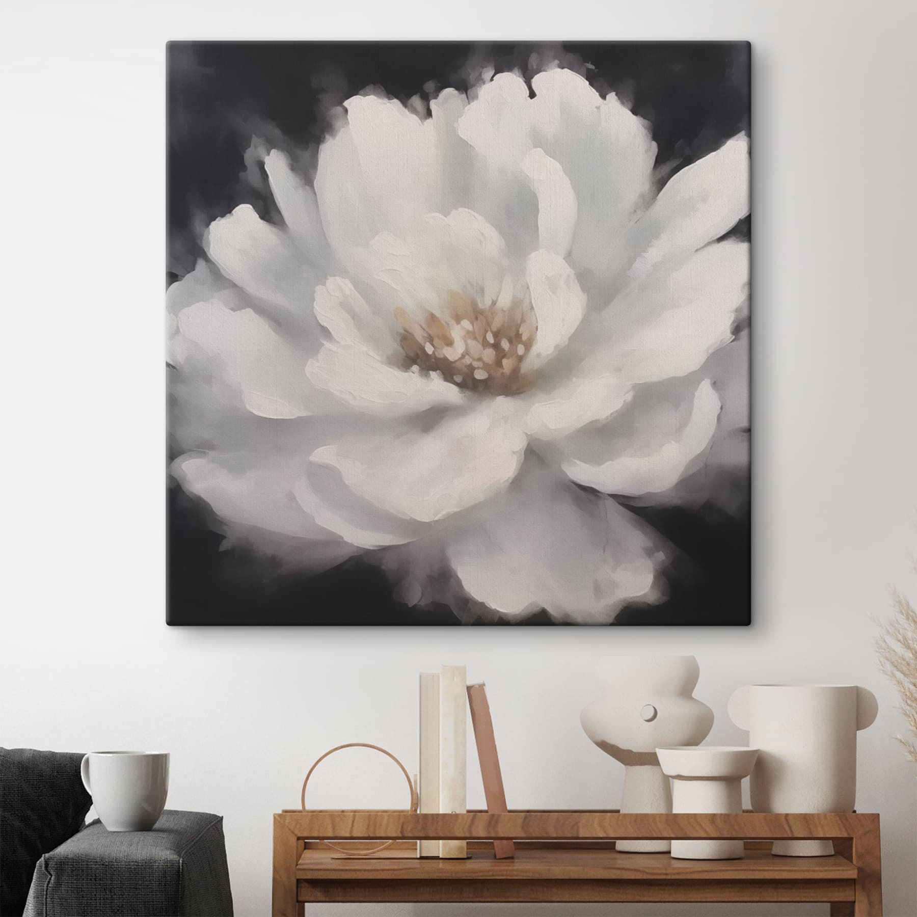 White flower with yellow center