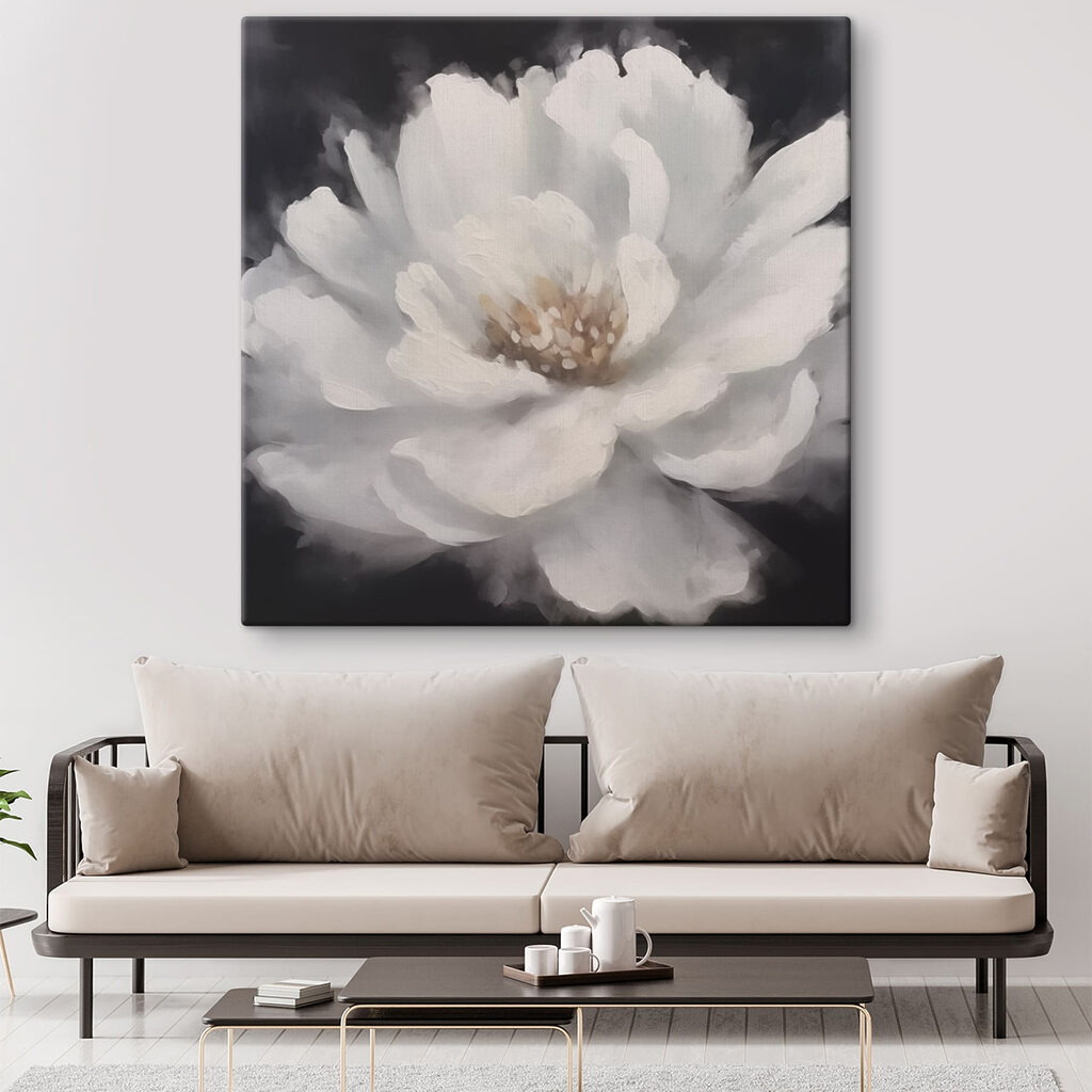 White flower with yellow center