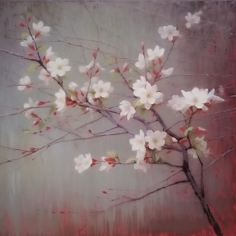 Fleurs blanches sur une branche