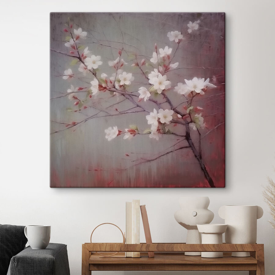 Fleurs blanches sur une branche