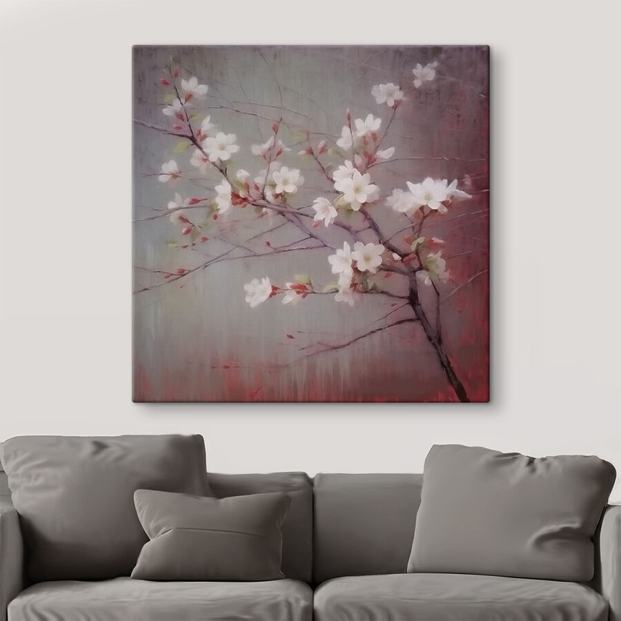Fleurs blanches sur une branche