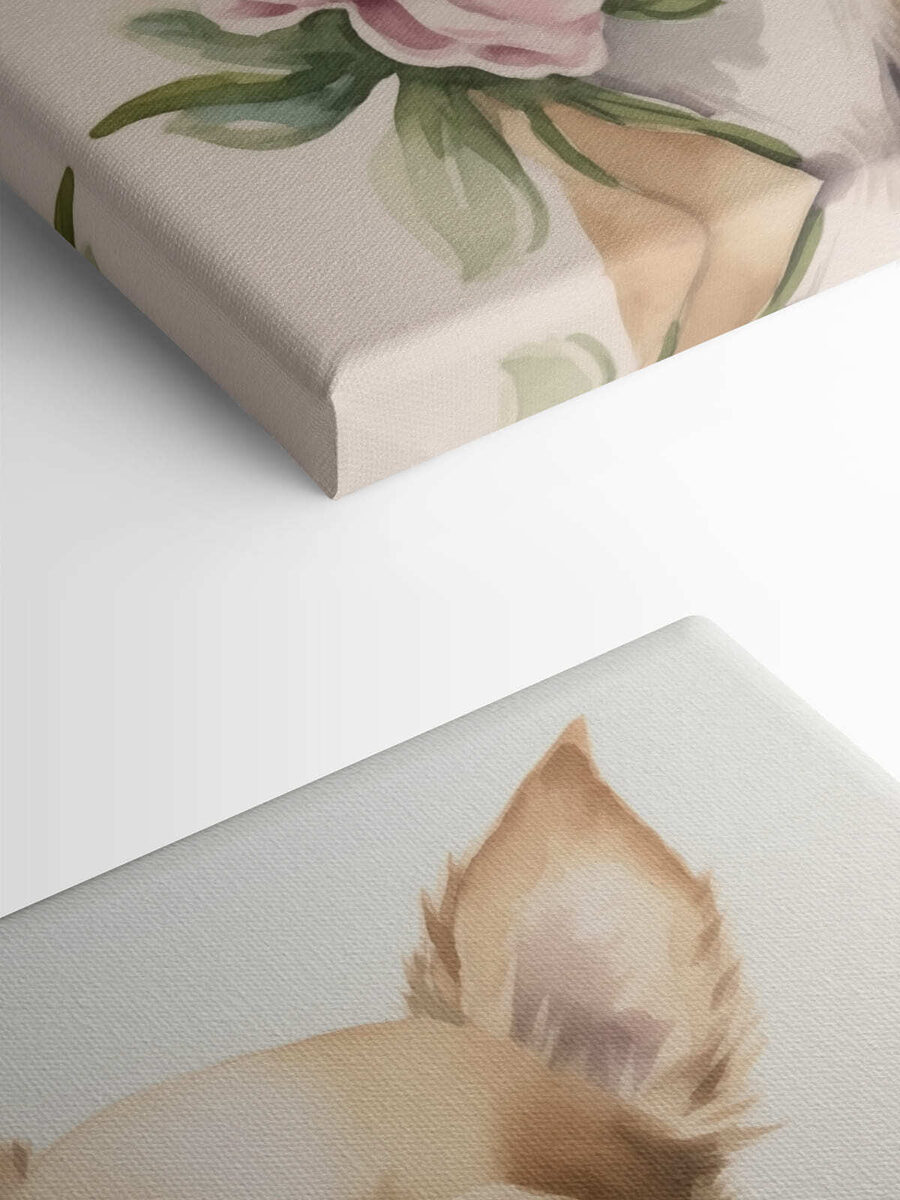 Peinture d'un chien tenant une fleur Peinture d'un chien tenant une fleur