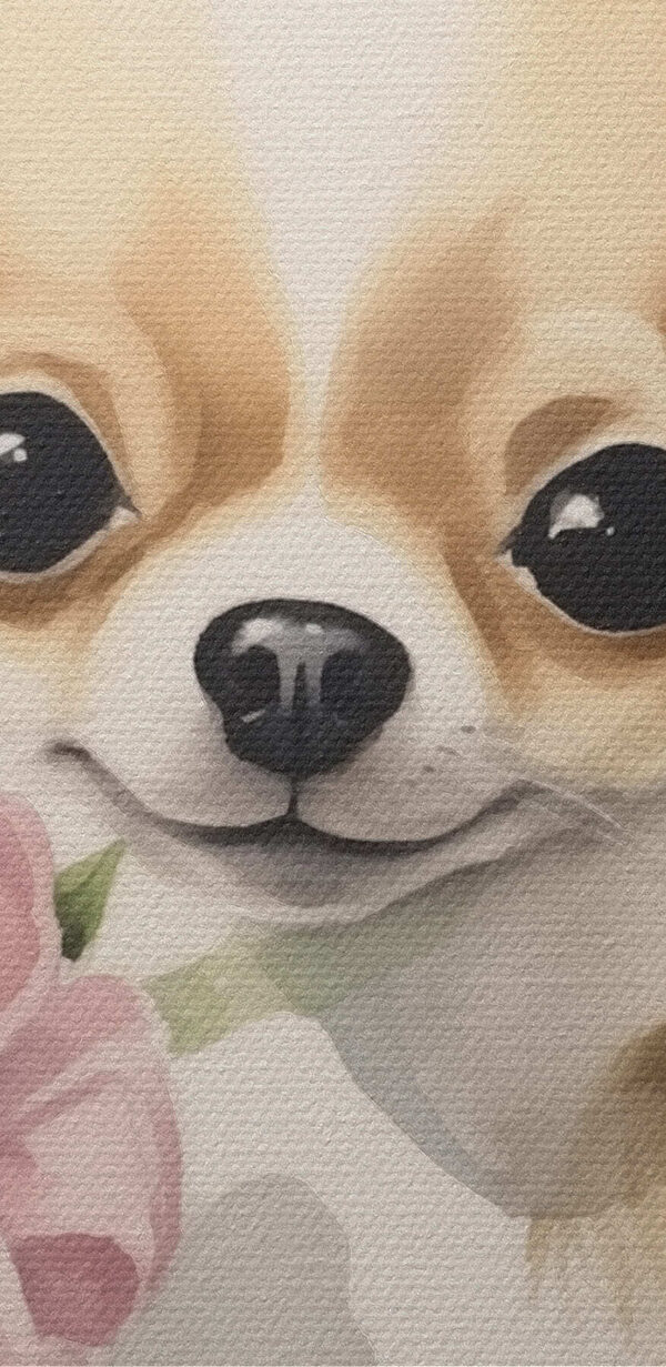 Peinture d'un chien tenant une fleur Peinture d'un chien tenant une fleur