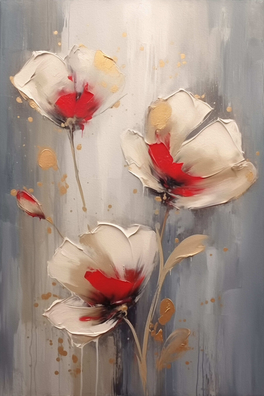 Peinture de fleurs sur fond gris