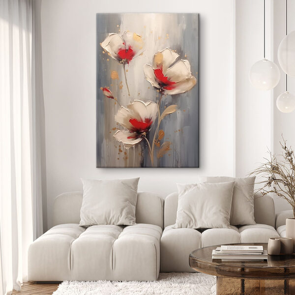 Peinture de fleurs sur fond gris Peinture de fleurs sur fond gris