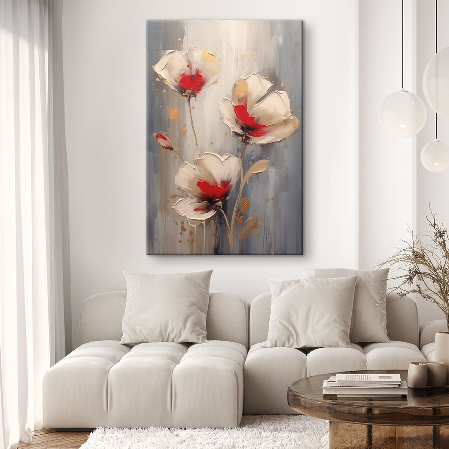 Peinture de fleurs sur fond gris